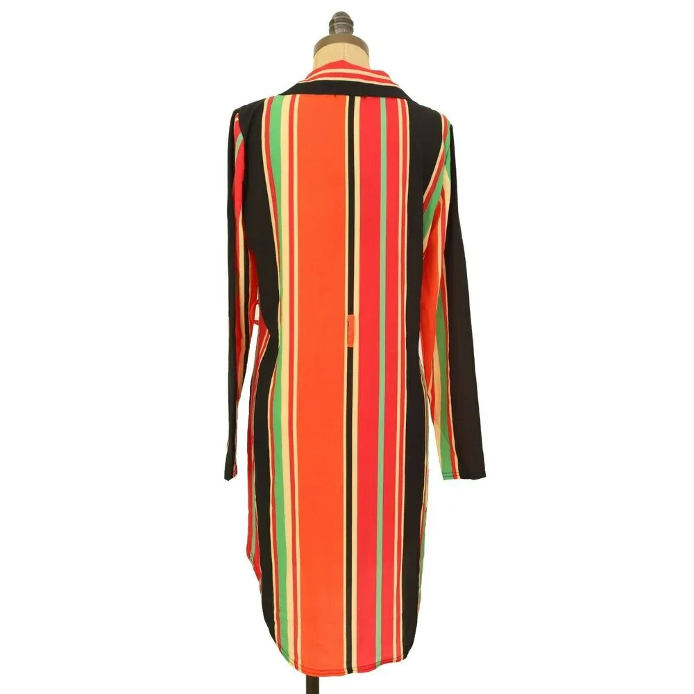 Pretty Little Thing Shirt Dress Size 6 Long Sleeve Striped No Belt B11
